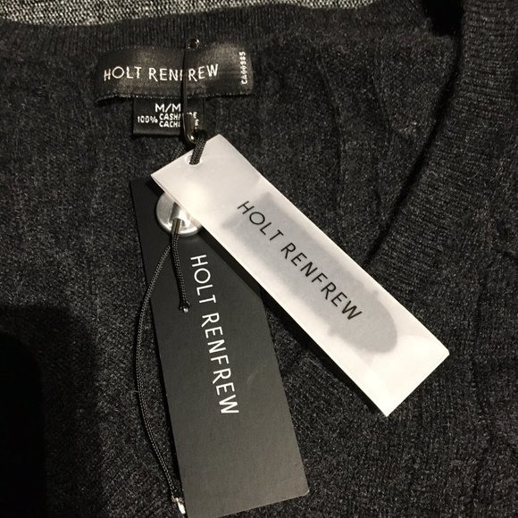 Charcoal grey cable knit cashmere V-neck, size M - Picture 5 of 5